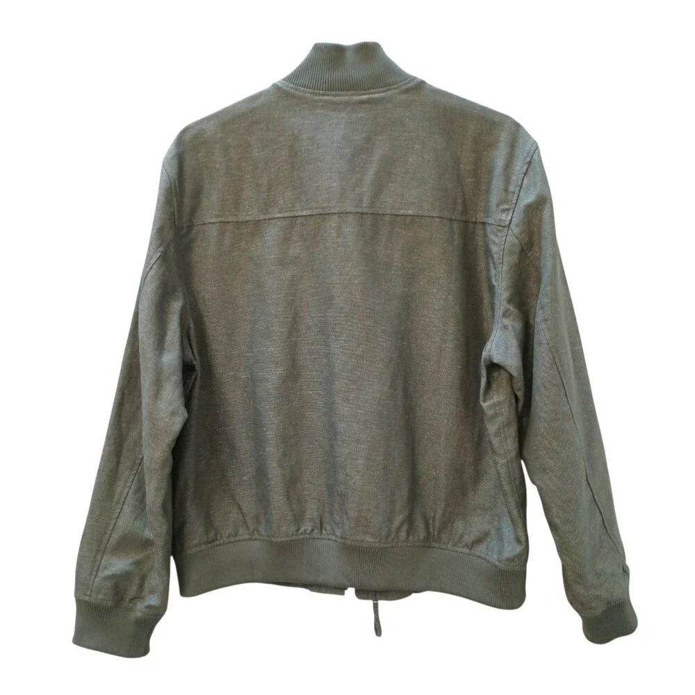 Banana Republic Factory Linen Blend Bomber Jacket Olive XL Full Zip Lightweight